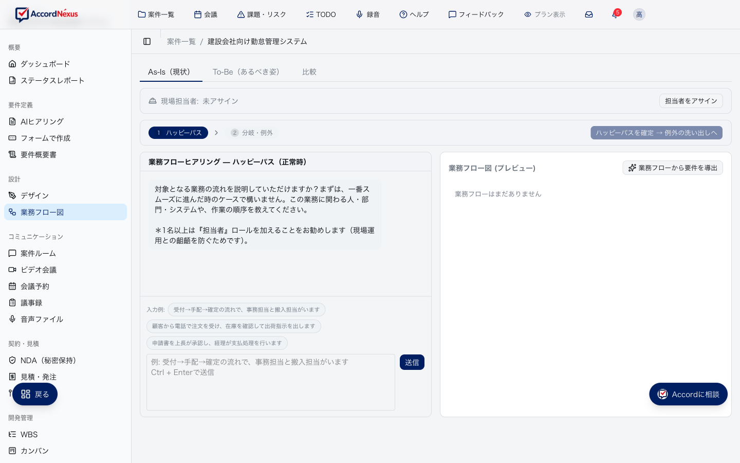 業務フロー図の画面